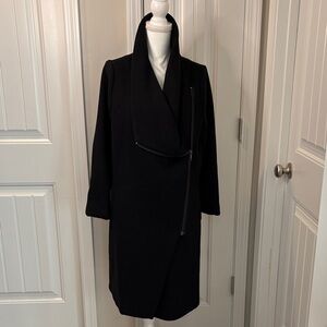 H&M Divided Wool Blend Pea Coat Over Over Coat- Black Size 12